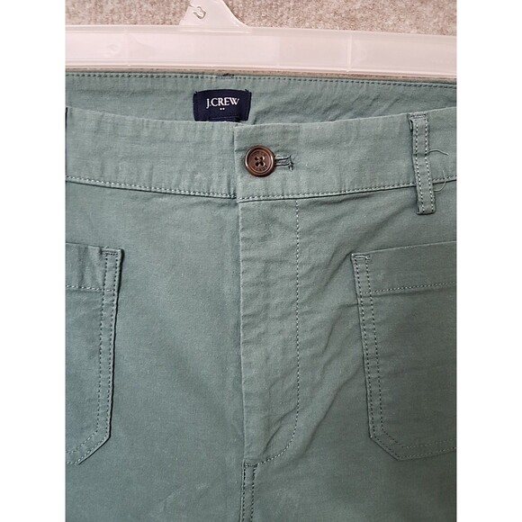J Crew Lizzie High-Rise Patch-Pocket Wide-Leg Pants Womens 32 Green Linen Blend - Picture 4 of 9
